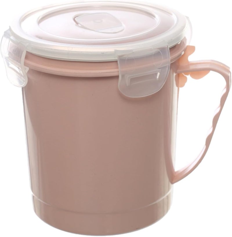 BB Deep Round Microwave Container with Clip Lid and Handle, 700 ml Capacity, Rose